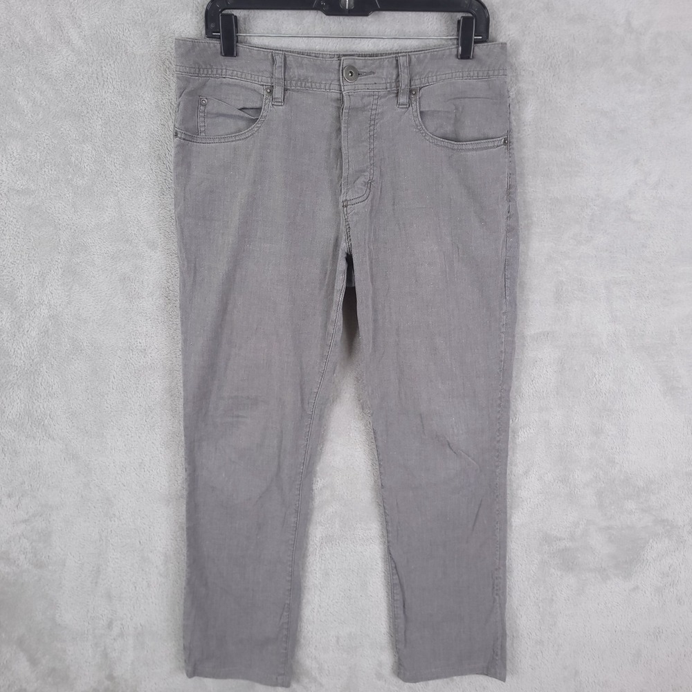 James Perse Pants Mens Sz 30x27 Fits 32x27 Distressed Gray 5 Pockets Linen Blend